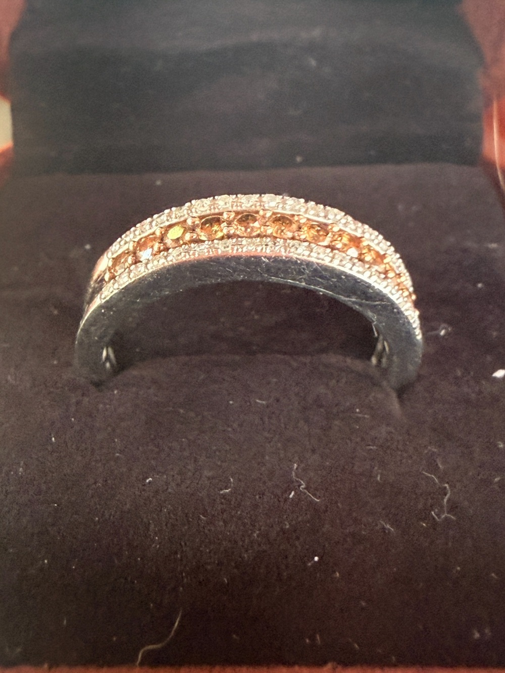 Champagne & White Diamond-Accent Pavé Band Mens or Women’s Ring Sz10 - Picture 8 of 16